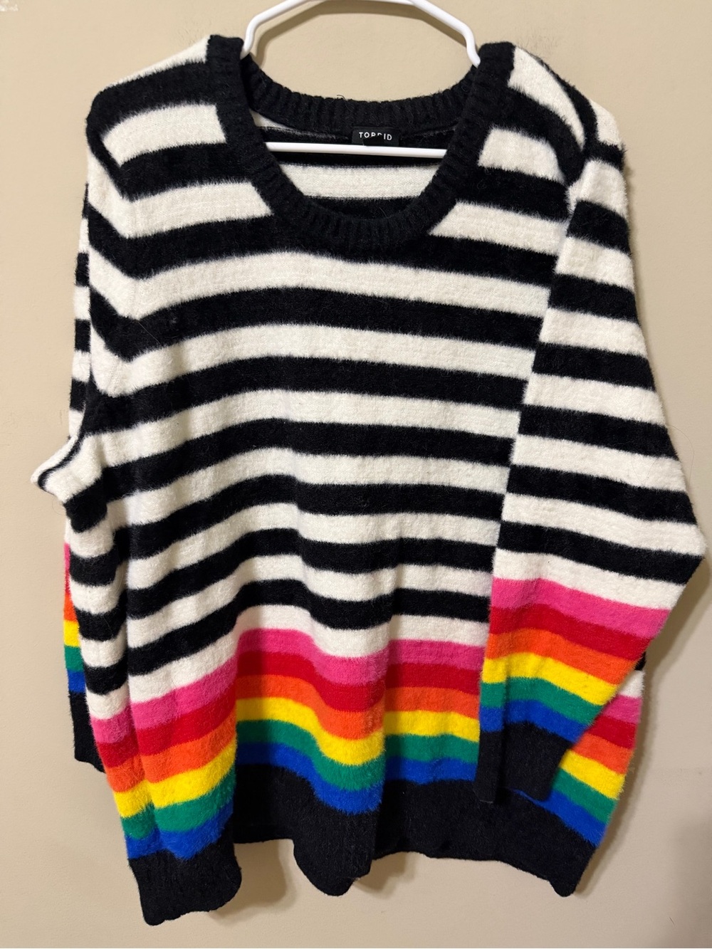 torrid Black & White Striped Scoop Sweater Rainbow cozy cottagecore chic size 3